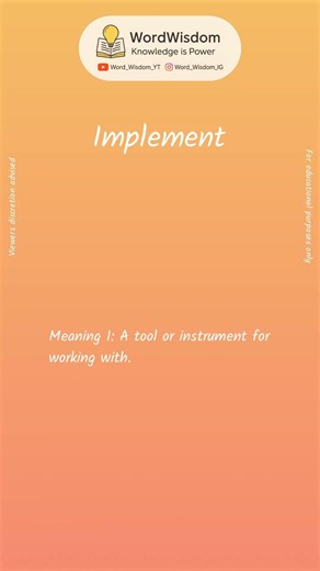 What does "Implement" mean? | English vocabulary shorts | #implement #wordwisdom