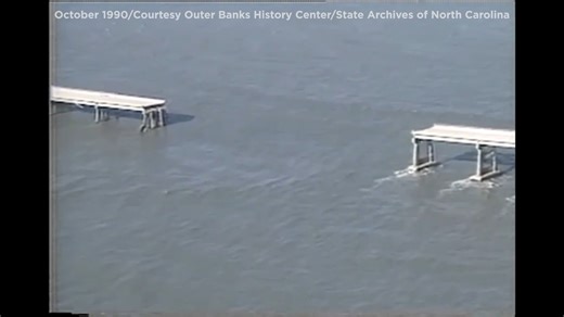 In 1990, an epic fall storm and a loose dredge led to a 300-foot section of the Bonner Bridge collapsing into the water, cutting off access between Hatteras Island and the mainland. A lot has changed since then, including the establishment of an emergency route and the construction of a new, state-of-the-art bridge. | North Carolina Department of Transportation