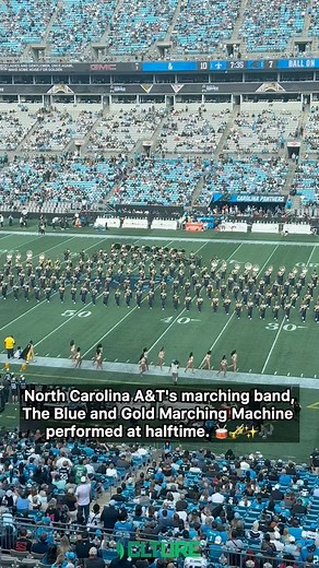 It was a disappointing performance by the Panthers today, who lost to the Saints 17–7 and fell back to 5–5 — we’ll have a full recap soon. However, one great highlight was North Carolina A&T’s Blue and Gold Marching Machine performing at halftime. The marching band was named the 2023 ESPN Band of the Year and is a three-time HBCU Band of the Year. 🥁🎺✨🎶 | CLTure