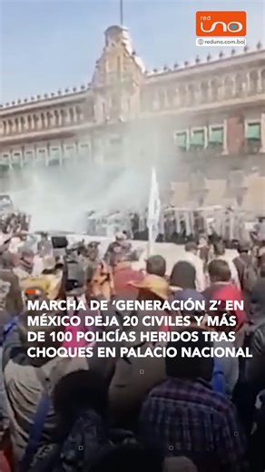 👉📲 Lee la noticia completa: https://r-1.tv/4cf6bc #Internacional I La marcha de la ‘Generación Z’ en Ciudad de México terminó en enfrentamientos frente a Palacio Nacional, dejando 20 civiles y más de 100 policías heridos, además de una veintena de detenidos, según informó la Secretaría de Seguridad Ciudadana (SSC-CDMX). ▶️ Más información en www.reduno.com.bo #RedUno #RedUnoDigital #Bolivia #Notivision | Red Uno de Bolivia