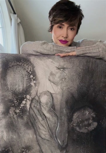 Between Breath and Shadow Between Breath and Shadow is a figurative charcoal work that explores the quiet tension between presence and absence, emergence and retreat. Executed on a 24 × 48 inch gessoed canvas, the figure is not rendered through certainty, but allowed to surface gradually through layered charcoal, erasure, gesture, and restraint. The body exists in a suspended state—caught between inhalation and exhalation—where form is suggested rather than declared. Charcoal functions here as b