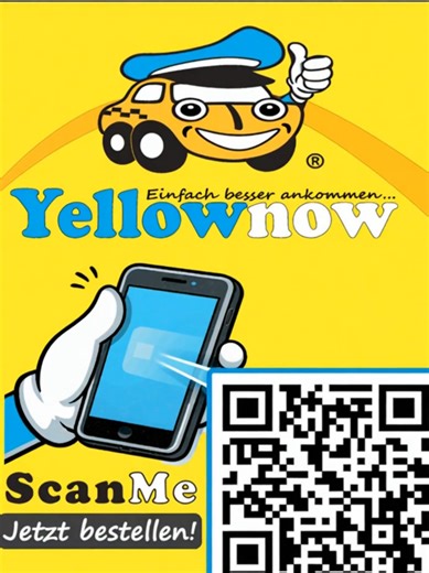 Die neue art sein Yellow Minicar zu bestellen, QR Code scannen , Ziel eingeben und bestellen in 3 Sekunden sofort Endpreis keine Überraschungen... zusätzlich bei jeder fahrt Bonus Punkte Sammeln für Freifahrten... :-) Einfach besser ankommen...