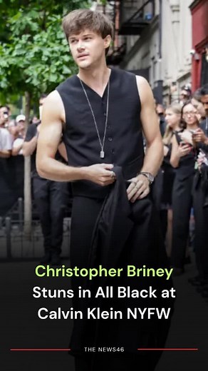 Christopher Briney turns heads in a sleek all-black ensemble at Calvin Klein's New York Fashion Week show. Read: https://thenews46.com/christopher-briney-stuns-in-all-black-at-calvin-klein-nyfw/ #ChristopherBriney #NYFW2025 #CalvinKlein #MensFashion #StreetStyle #TheNews46 | The News 46