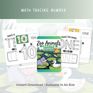 Zoo Animals Math Number Tracing Preschool Educational Workbook Printables Worksheets Strategies - Teachers and Homeschool Kids Activity - Etsy Canada