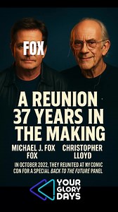 A Reunion 37 Years in the Making In October 2022, Back to the Future legends Michael J. Fox and Christopher Lloyd reunited at NY Comic Con. From the last-minute casting switch that brought Fox into the role of Marty McFly to the unforgettable chemistry that followed, their bond remains timeless. Fox also delivered a powerful message about living with Parkinson's. #BackToTheFuture #80sMovies #Reunion #BTTF #ParkinsonsAwareness #80s #movie #legends #legendary | Your Glory Days