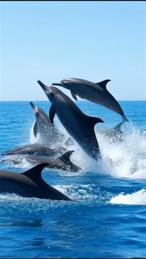 Dolphin Pod Jumping in Pacific Ocean 🐬 || #Dolphins #OceanLife #MarineLife