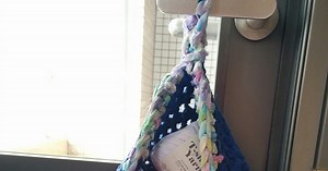 かぎ針編みTシャツヤーンのハンギングバスケットの編み方