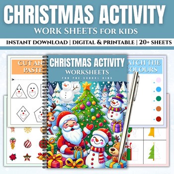 Christmas Preschool Worksheets | Holiday Activity Pack | No Prep Christmas Print