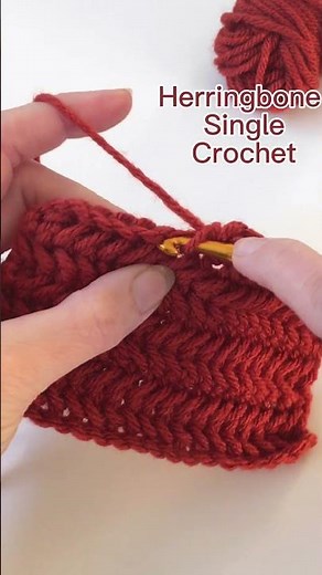 Crochet Stitch Tutorial: Herringbone Single Crochet #crochet #crochettutorial #crochetstitch