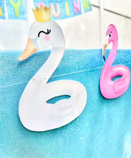 Swan Pool Float Garland PRINTABLE, Pool Floatie Party Banner, Swan Flamingo Swim Tube Ring Pool Float Cutouts Decorations, Digital Download - Etsy
