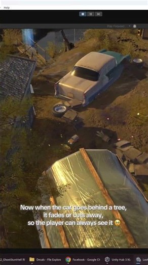 I added a see-through shader for trees so they no longer block the view of the car…