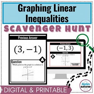 Graphing Linear Inequalities and Identify Solutions Activity Scavenger Hunt