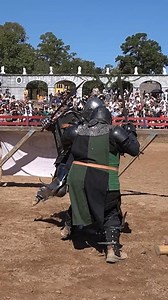 Another of Gimli (green) vs me (red) in a melee buhurt duel. With these style of matches, first to 3 points of contact on the ground loses. Pain compliance and a lot of tosses in these kinds of matches, most melee in Buhurt really. To see all the different kinds of matches I have a series on my page, check it out! I don't get to fight my buddy Craig a whole lot, and it was hot as duke that day, as you can see. Going to note we're modeled off of medieval tournaments, a tad difference from the man