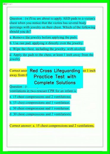 Red Cross Lifeguarding Practice Test with Complete Solutions video
