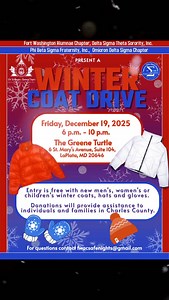 “Baby, it’s cold outside”! Come “share the warmth” with FWAC and the Omicron Delta Sigma Chapter of Phi Beta Sigma Fraternity, Inc. at our Joint Winter Coat Drive! Friday, December 19, 2025 6 p.m. - 10 p.m. The Greene Turtle, LaPlata MD Entry is FREE with a new men’s, women’s, or children’s coat, plus hats and gloves. All donated items will support individuals in need throughout Charles County. This event is open to the public…let’s spread love, warmth, and community care together! #ShareTheWarm