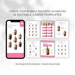 Editable Bubble Tea Menu Template, Boba Drink Price List (instant Download) - Etsy
