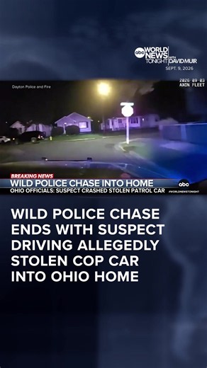A police chase in Dayton, Ohio, took an unexpected turn when the suspect ran from his vehicle, then police say he doubled back to steal a police car and ended up crashing into a home. Morgan Norwood has details.
