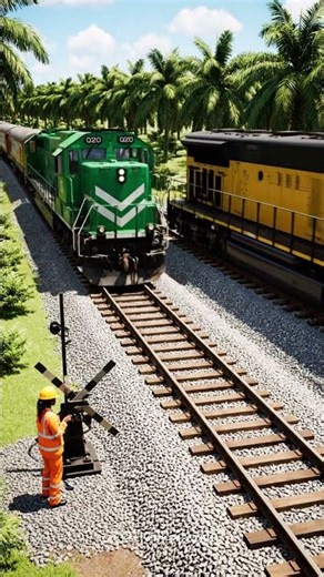 Two Trains Cross Paths at the Same Time! 😳 Close Railway Moment