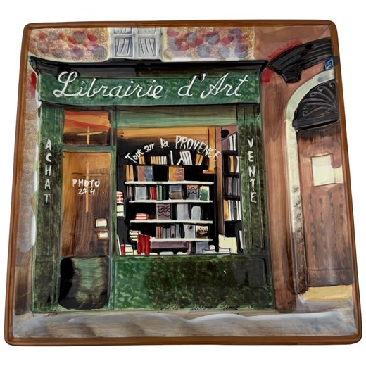Certified International Village Square Dinner Plates Librairie D Art Sculpted Vintage 10" French Storefront Motif K.C. Lai - Etsy