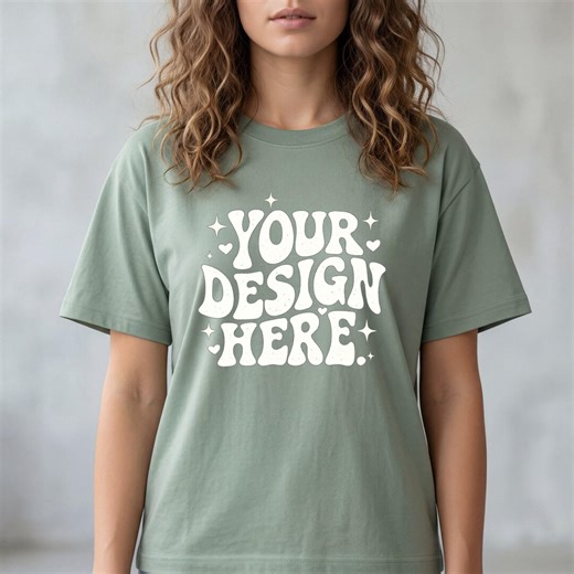 Gildan 5000 Sage Green T-shirt Mockup Female Model Blank Tee Minimal Front View POD Shirt Mockup - Etsy Australia