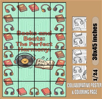 Books and Beats Collaborative Coloring Poster | Music Literacy Reading Month