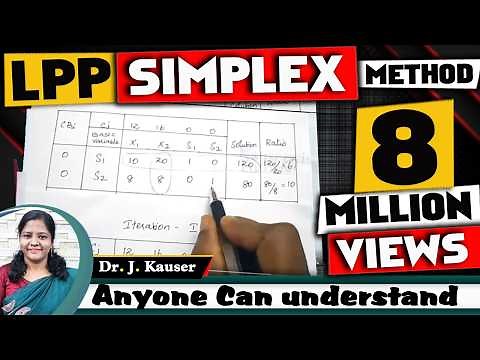 LPP using||SIMPLEX METHOD||simple Steps with solved problem||in Operations Research||by kauserwise