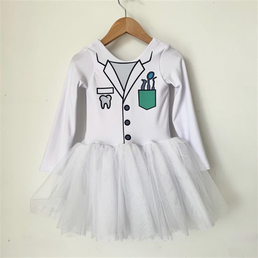 Dentist Tutu Bodysuit - Pretend Play Leotard With Tutu - Little Girls Long Sleeve Dress Outfit - Etsy