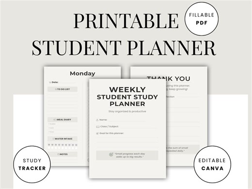 Printable Student Planner PDF | Weekly Study Organizer (digital Download) - Etsy