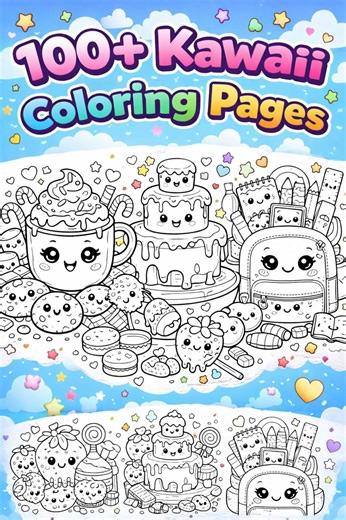 Kawaii Coloring Pages – 100  Desserts, Candy, Sweets PDF (instant Download) - Etsy