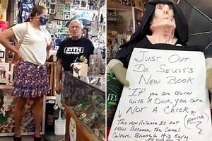 Store owner gets in heated exchange with transgender woman over offensive sign