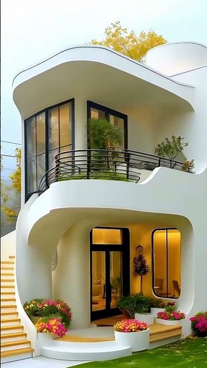 Ultra-Modern Curvy House Exterior | Elegant White Minimalist Home Tour