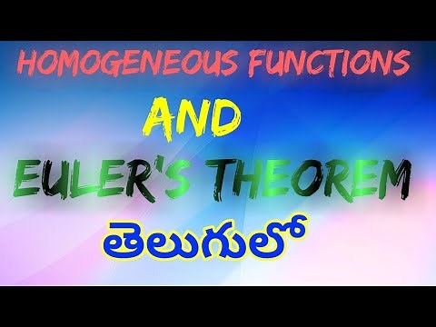 Homogeneous functions in Telugu/Euler's theorem in Telugu/Differential calculus in Telugu