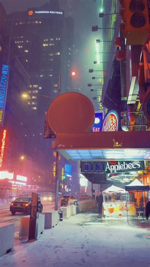 Exploring the Cyberpunk Aesthetic of New York City in Winter Night