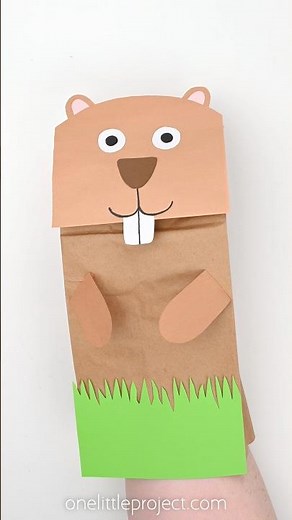 Groundhog Paper Bag Puppet 🦫 🦫 🦫
