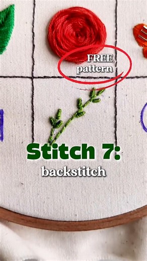 Easy Backstitch Tutorial 🪡#beginnersstitch #backstitch #freeembroiderypattern