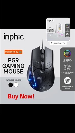 INPHIC PG9 Wired Gaming Mouse 200-12800DPI 6 Programmable Buttons 1000Hz Ergonomic USB Laptop PC