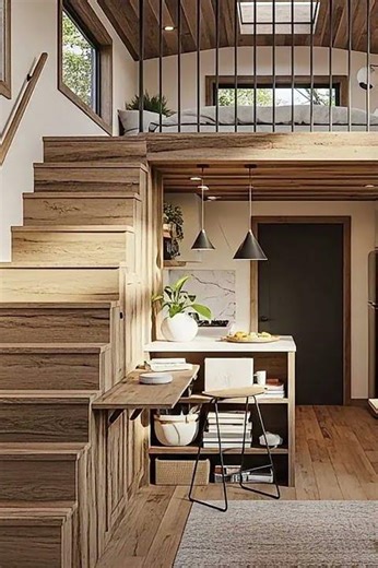 Fold-Down Furniture Magic 🛋️ #TinyHousedesign