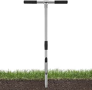 Soil Sample Probe, 32inch Soil Probe with T-Shaped Handle, Soil Samper Kit for Soil Sampling Lawns Garden, Stainless Steel Soil Test Kit for Plant Care Farm