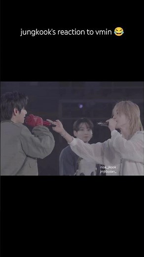 jungkook's reaction to vmin moment 😂 #jikook #kookmin #jk #jimin #jeonlous #jikookconcert #goyangbts