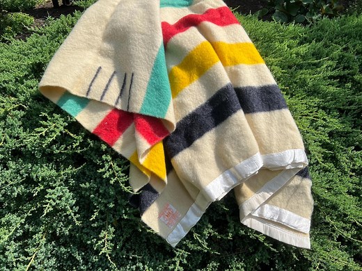 Authentic Hudson Bay 4 Point Multi Color Stripe Wool Blanket - Etsy