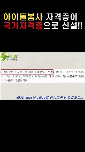 (정부발표) 새로운 국가자격증 아이돌봄사!!! #아이돌보미#방문요양#베이비시터
