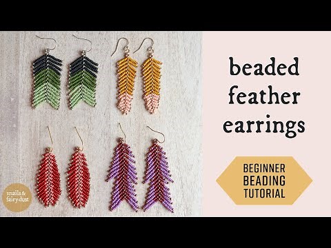 How to Make Beaded Feather Earrings | Easy Beginner DIY Beaded Earrings