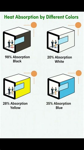 Heat Absorption by Different Colours on Building | Basic Knowledge for Civil Engineering | #Shorts