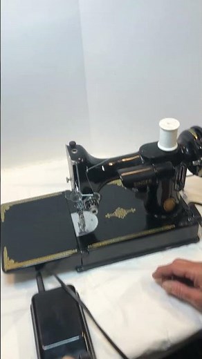 Vintage Portable Singer 221-1 Sewing Machine Test Run