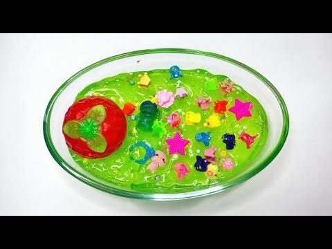 12 Minutes 27 Seconds | Mixing Transparent Green Slime with Charms, Beads & Strawberry Jelly ASMR