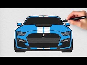 How to Draw a Ford Mustang Shelby GT500 Easy | Step by Step Car Drawing