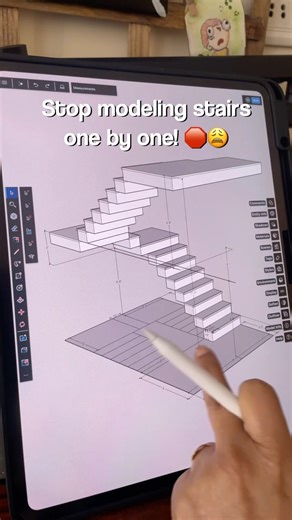 Staircase in Seconds-SketchUp On iPad #sketchup #3dmodeling #staircasedesign #ipad