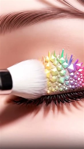 Rainbow crystal gem eye makeup asmr #asmr #mukbang #fyp