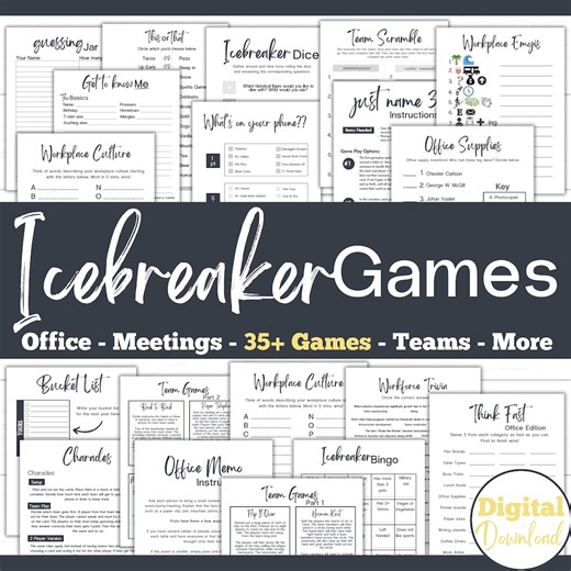 Team Building Games | Icebreaker Game | Team Building Game Set | 35 Printable Games | Staff Game | Office Party | Team Building Activity - Etsy