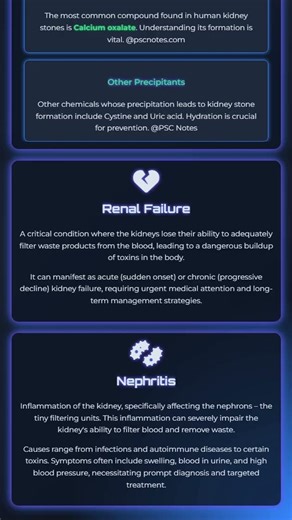 Common Disorders of Excretory System: Renal Calculi, Renal Failure, Nephritis